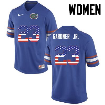 Women's Florida Gators #23 Chauncey Gardner Jr. NCAA Nike Blue USA Flag Fashion Authentic Stitched College Football Jersey BEV1562EP